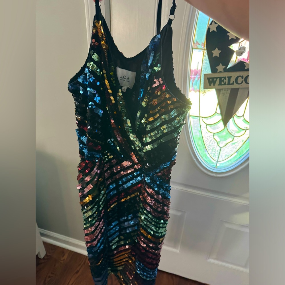 J.O.A Just One Answer dress. Black with Multi-color sequins